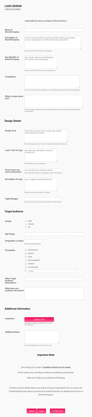 Logo Form Template