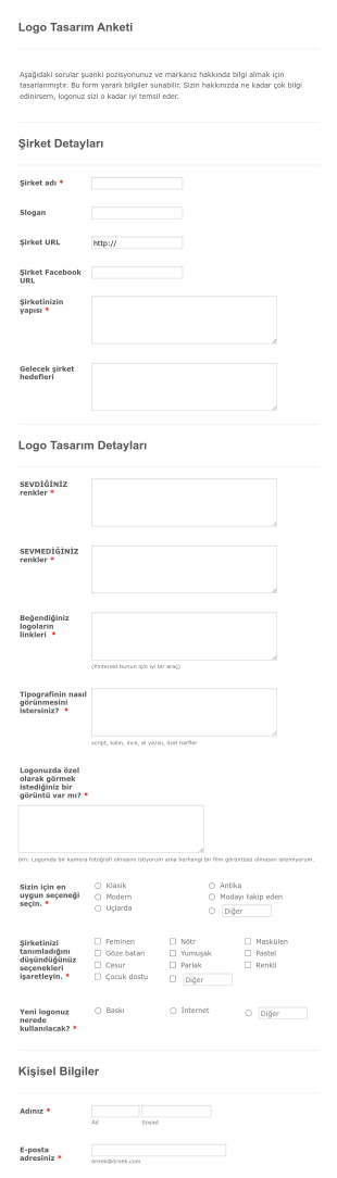 Logo Tasarim Anketi Form Şablonu
