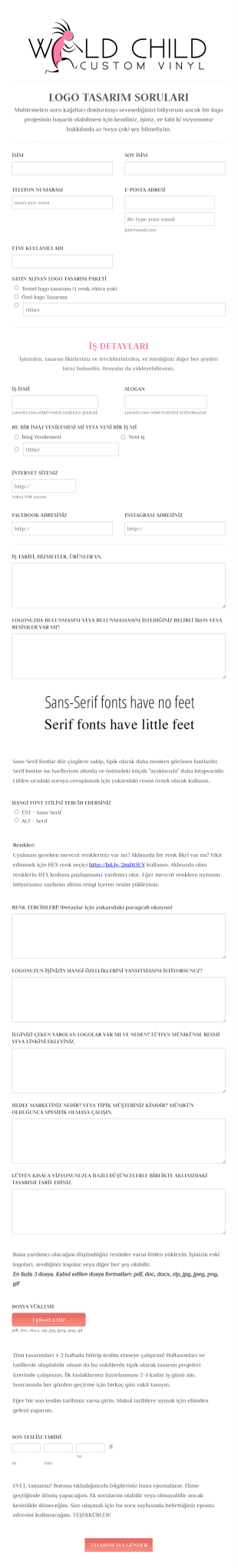 Logo Tasarımı İstek Form Şablonu