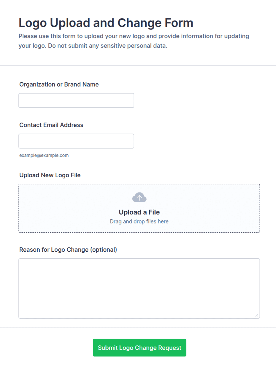Logo Upload and Change Form Template | Jotform