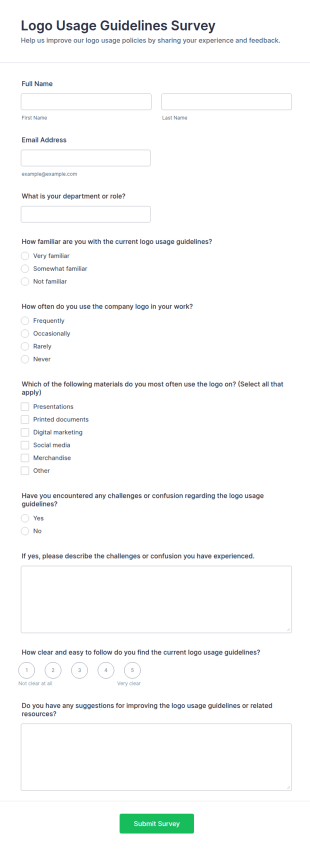 Logo Usage Guidelines Survey Form Template