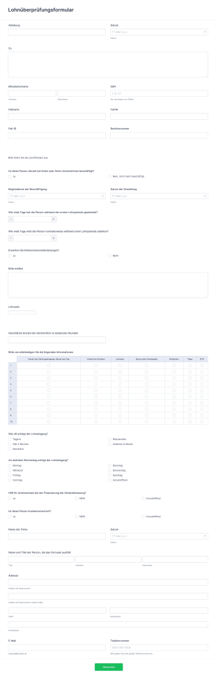 Lohnüberprüfungsformular Form Template
