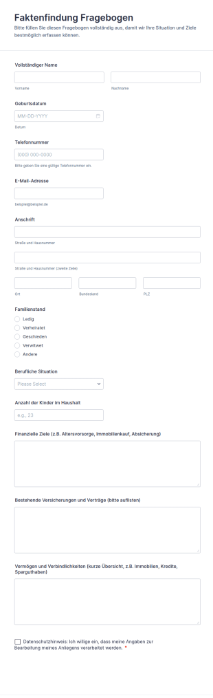 Lokalisierter Fragebogen Zur Erfassung Von Unternehmensdaten
