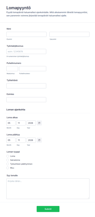 Lomapyyntö