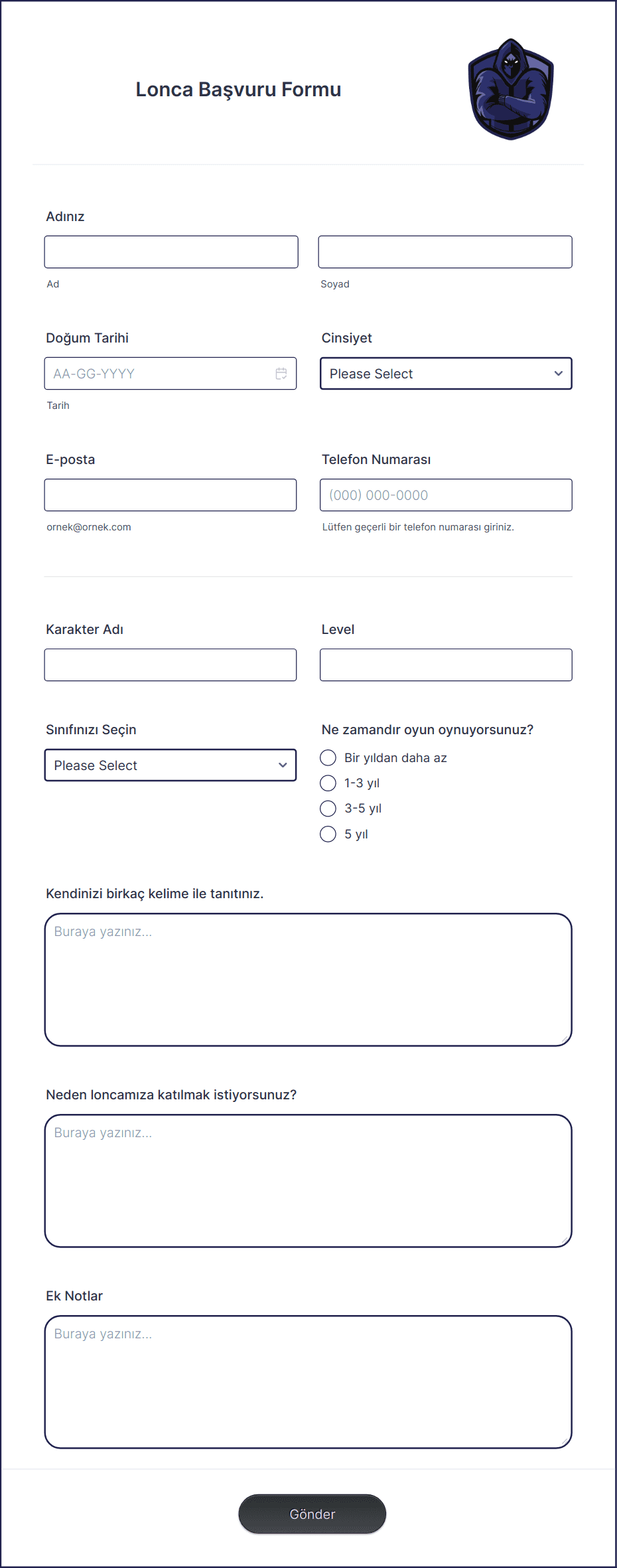 Lonca Başvuru Formu