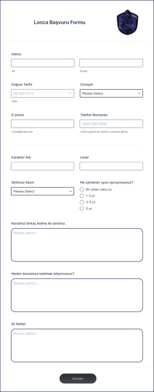 Lonca Başvuru Form Template