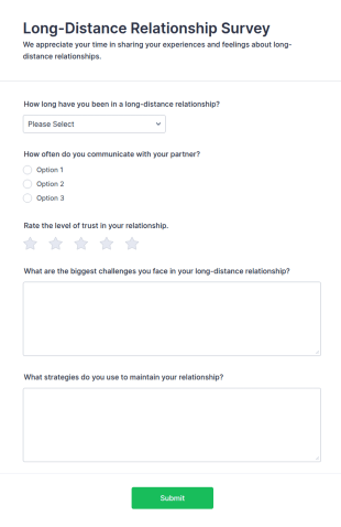Long Distance Relationship Survey Form Template