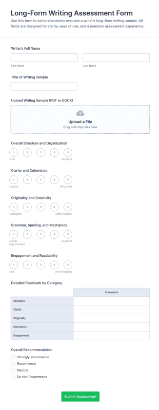 Long Form Writing Assessment Form