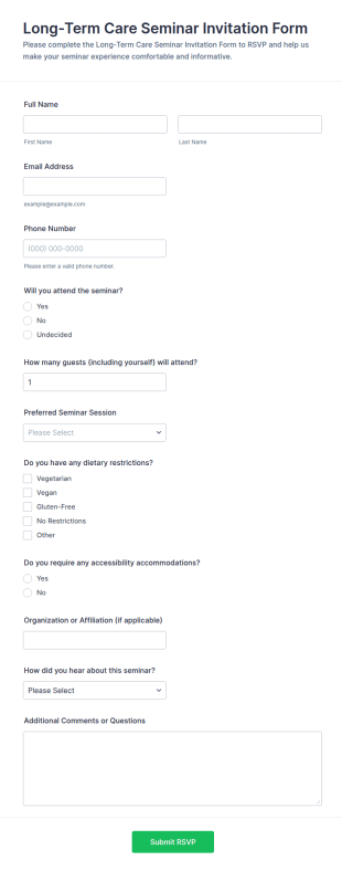 Long Term Care Seminar Invitation Form Template