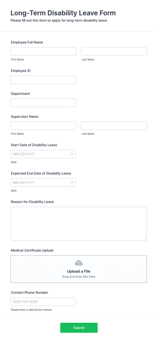 Long Term Disability Leave Form Template
