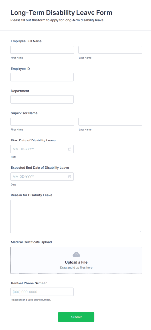 Long Term Disability Leave Form Template
