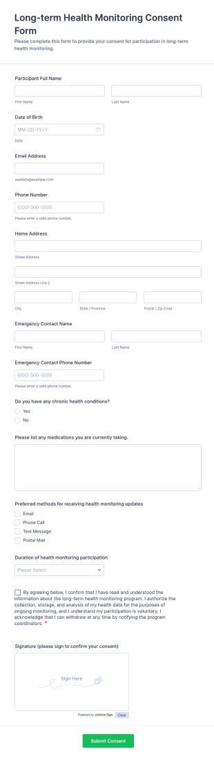 Long Term Health Monitoring Consent Form Template