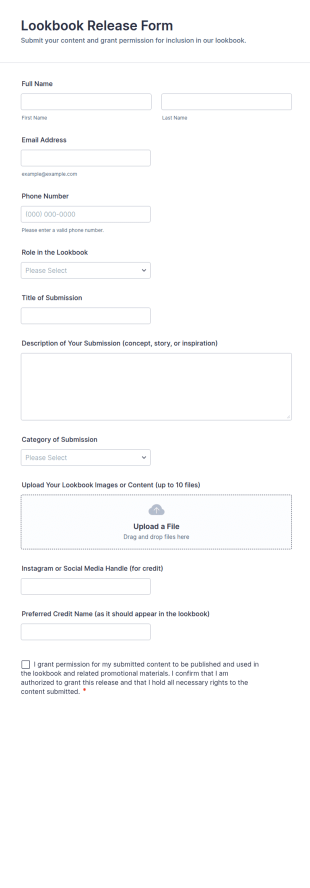 Lookbook Release Form Template