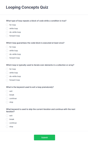 Looping Concepts Quiz Form Template