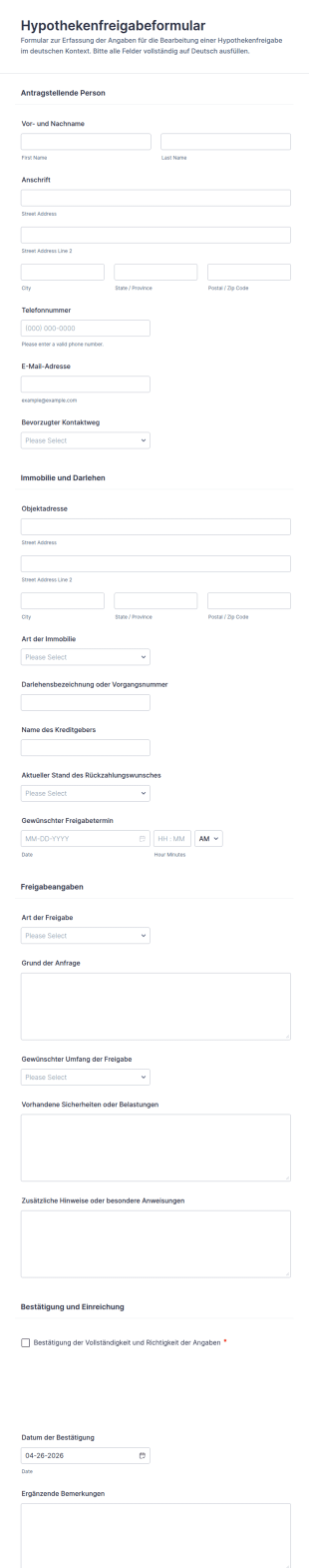 Löschungsformular Für Hypothek