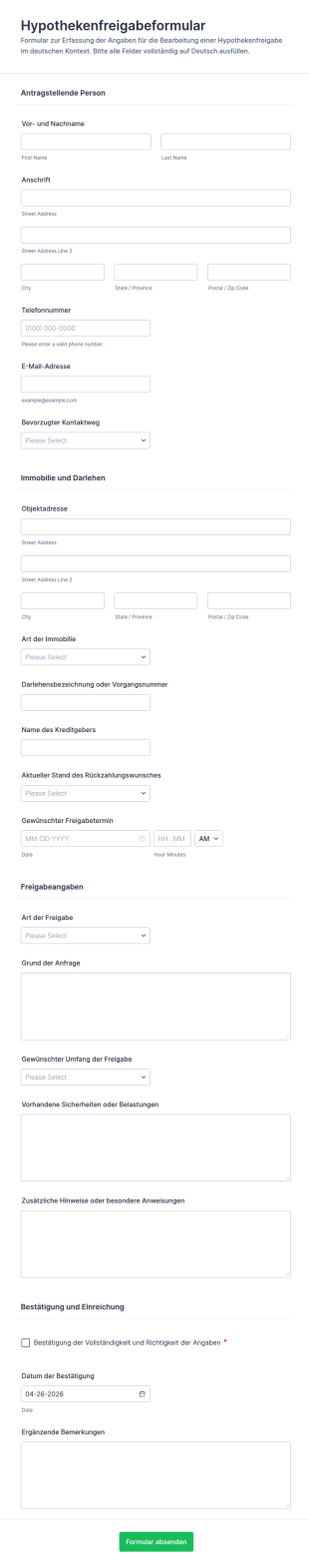 Löschungsformular Für Hypothek