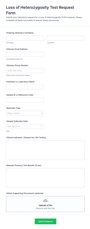 Loss Of Heterozygosity Test Request Form Template