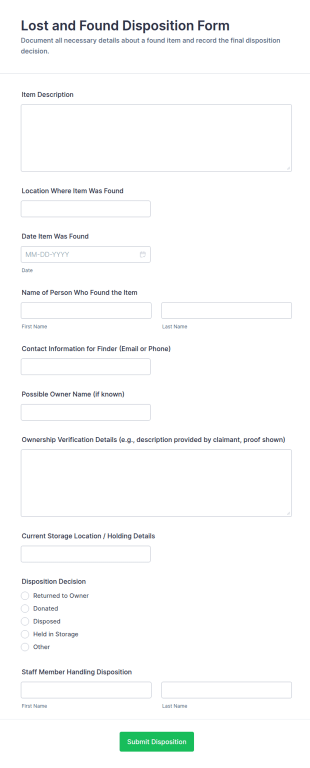 Lost And Found Disposition Form Template