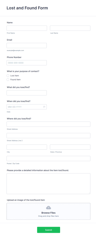 Lost And Found Form Template