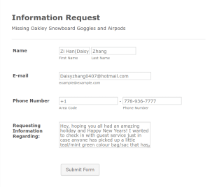 Lost And Found Request Form Template