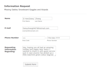 Lost And Found Request Form Template