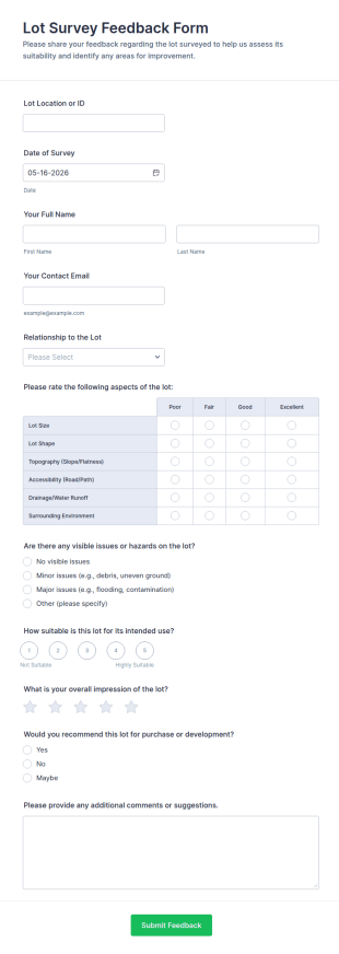Lot Survey Feedback Form Template