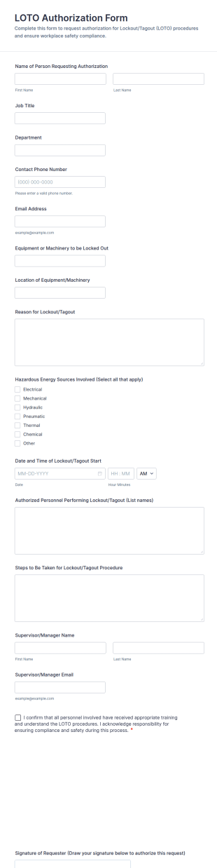 LOTO Authorization Form Template