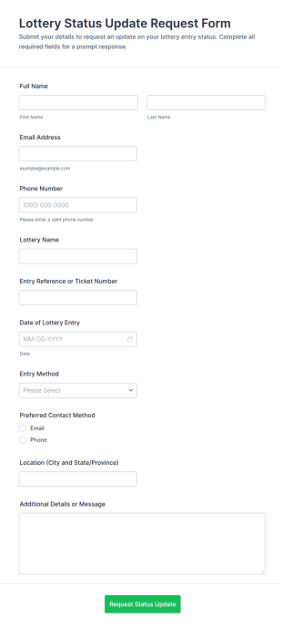 Lottery Status Update Request Form Template