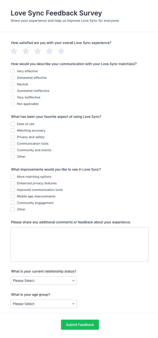 Love Sync Feedback Survey Form Template