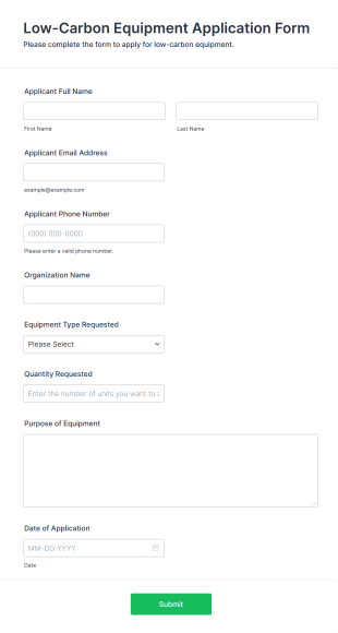 Low Carbon Equipment Application Form Form Template