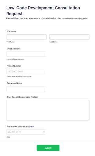 Low Code Development Consultation Request Form Template