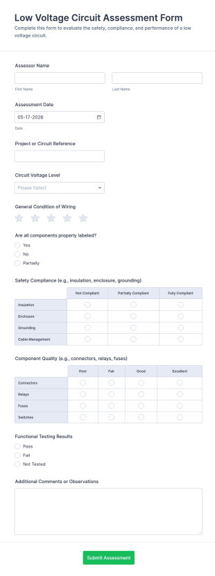 Low Voltage Circuit Assessment Form Template