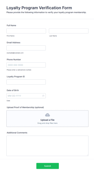 Loyalty Program Verification Form Template