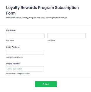Loyalty Rewards Program Subscription Form Template