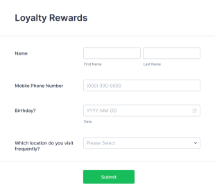 Loyalty Rewards Form Template