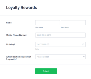 Loyalty Rewards Form Template