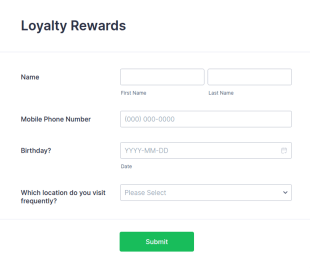 Loyalty Rewards Form Template