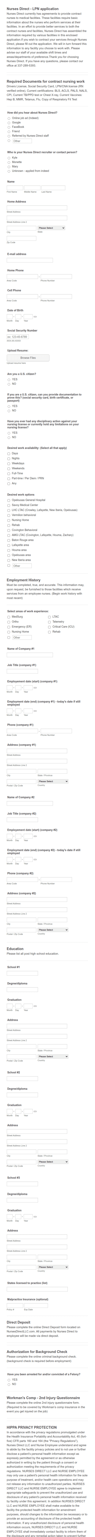 LPN Application Form Template