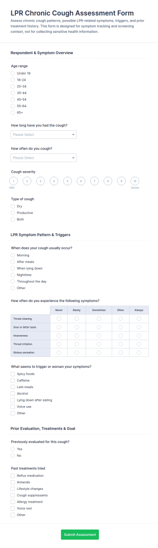 LPR Chronic Cough Assessment Form Template