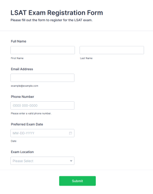 LSAT Exam Registration Form Form Template