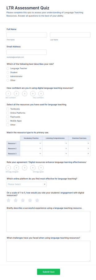 LTR Assessment Quiz Form Template