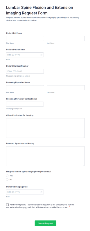 Lumbar Spine Flexion And Extension Imaging Request Form Template
