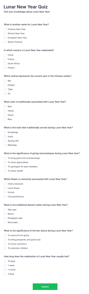 Lunar New Year Quiz Form Template
