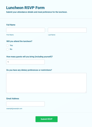 Luncheon RSVP Form Template