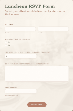 Luncheon RSVP Form Template