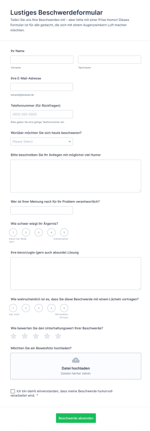 Lustiges Beschwerdeformular