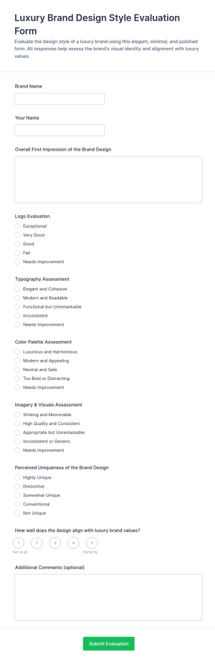 Luxury Brand Design Style Evaluation Form Template