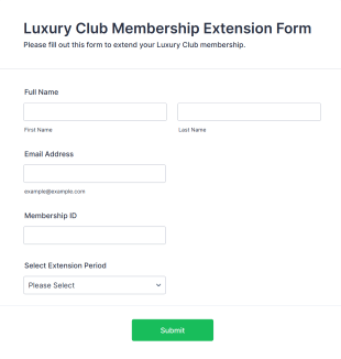 Luxury Club Membership Extension Form Template