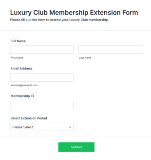 Luxury Club Membership Extension Form Template