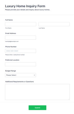 Luxury Home Inquiry Form Template